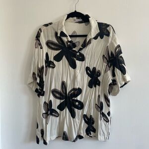 Zara Button-Up Shirt - Black & Cream